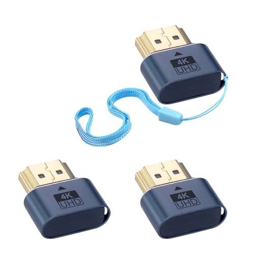 Duttek 4K HDMIダミープラグ3個、HDMI EDIDエミュレーター、仮想モニターディスプ...