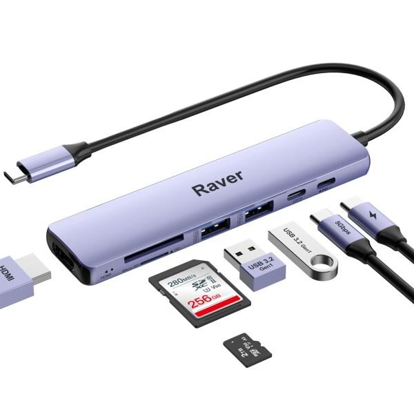 Raver 7-in-1 USB ハブ USB3.2 Gen1 5Gbps高速転送 USB-C US...