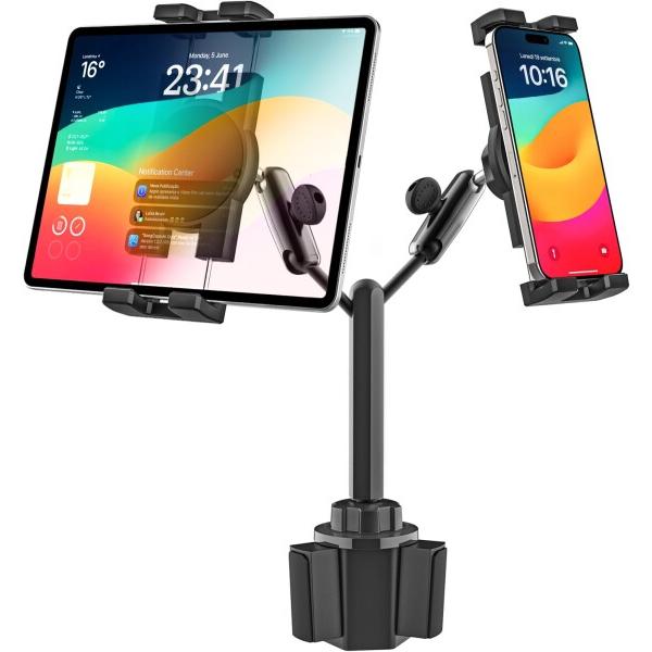 woleyi 車載ホルダー タブレットカップホルダー車 iPad ドリンクホルダー ネック調整可能 ...