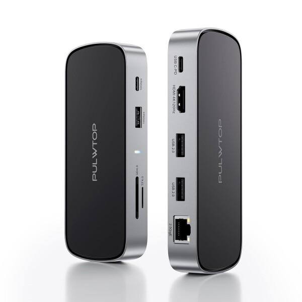 PULWTOP 10 in 1 小型 ドッキングステーション USB C PC ドック (アダプター...