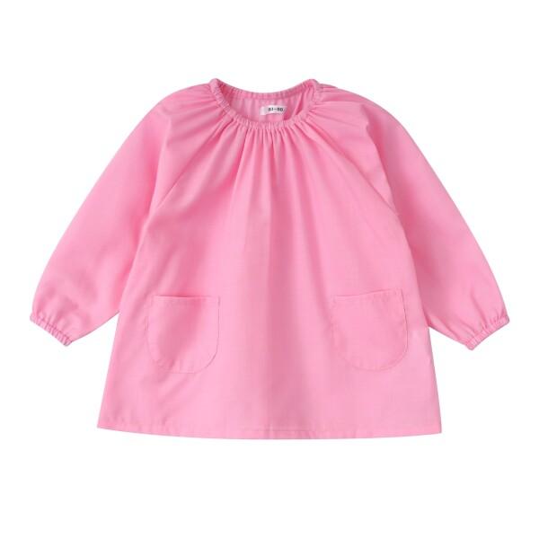 (JACKIE&amp;YORK) スモック 長袖 幼稚園 保育園 子供 プレイウエア 遊び着 (無地ピンク...