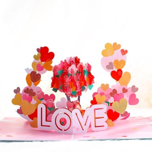 感謝を立体で伝える花のポップアップカード - 母の日/敬老の日/結婚式用封筒付きメッセージカ