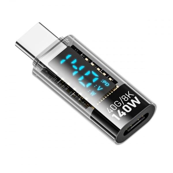 CY アダプター 透明タイプ C スマート LED ディスプレイ USB-C オス - メス 延長ア...