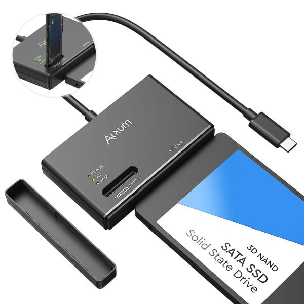 Alxum 2-IN-1 NVMe M.2とSATA 両対応 SSD外付けケース-USB 3.2 G...