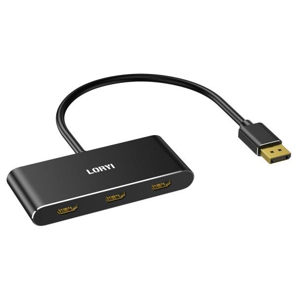 DisplayPort to 3 HDMI MST ハブ 3ポート シングル8K デュアル4K144...