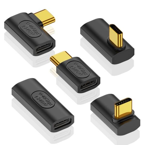 Poyiccot 40Gbps USB C 延長アダプタ、240W USB C L字アダプタL字 U...
