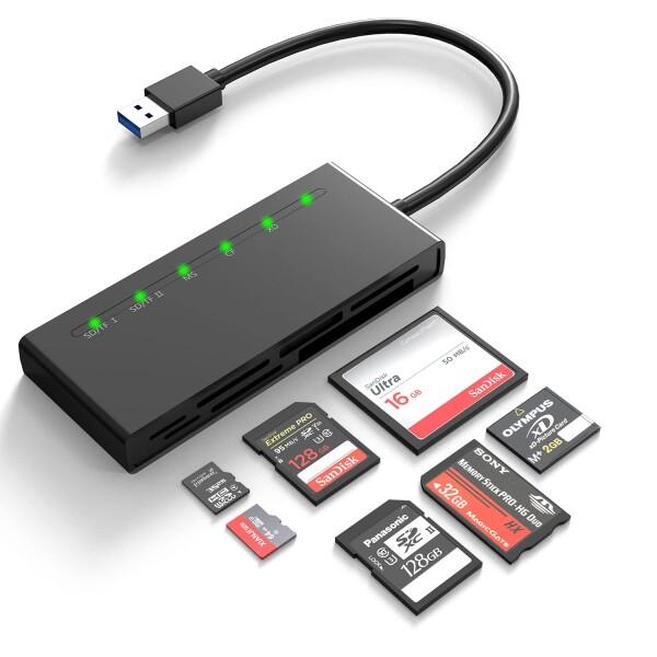 SDカードリーダー、7 in 1 USB3.0 カードリーダー SD/Micro SD/CF/XD/...