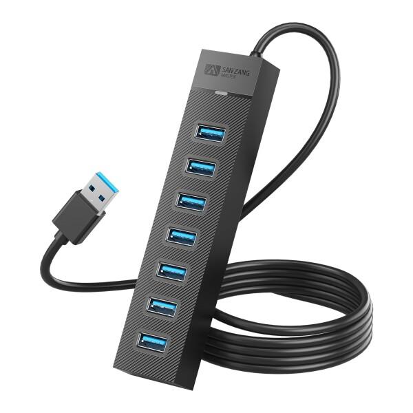 SAN ZANG MASTER USBハブ 3.0 7ポート100CMケーブル 5Gbps高速転送 ...