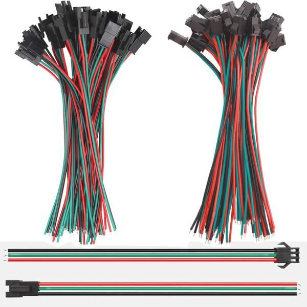 GTIWUNG 30ペア3ピン22AWG JST-SMオスメスプラグLEDワイヤコネクタアダプタ電気...