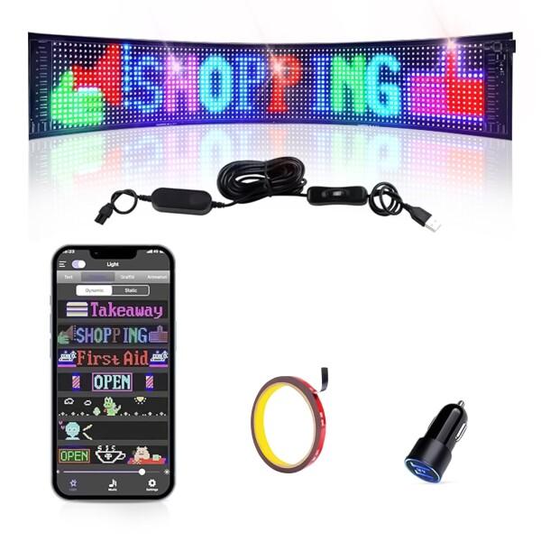 SUBORAWOS USB LEDカラーサイン スクロールメッセージボード LEDパネルカーサインデ...