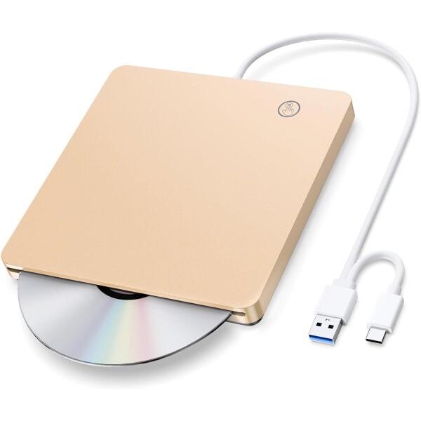 CD DVDドライブ 外付け USB 3.0＆Type-C兼用 スロットイン式 タッチイジェクト 外...