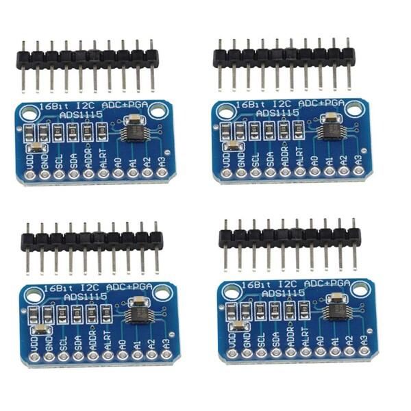 VKLSVAN 4個セット ADS1115 4チャンネル 16ビット I2C ADC モジュール ゲ...
