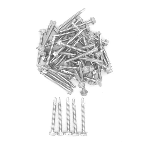 50ピースNUZAMAS 4.8 x 45mmスレッド304ステンレス鋼セルフドリルTekネジ、ワッ...