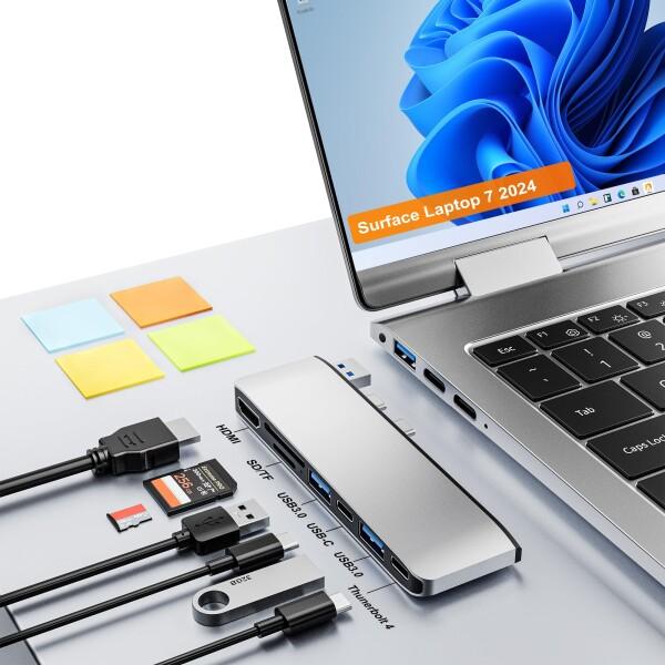Microsoft Surface Laptop 7 USB ハブ 4K HDMI（第 7 世代)、...