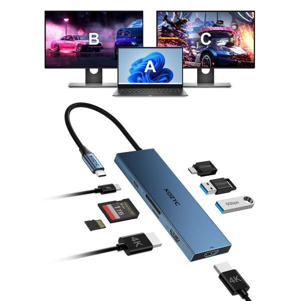 KOZYC USB C ドッキングステーション デュアルモニター 8-in-1 USBCハブ HDM...