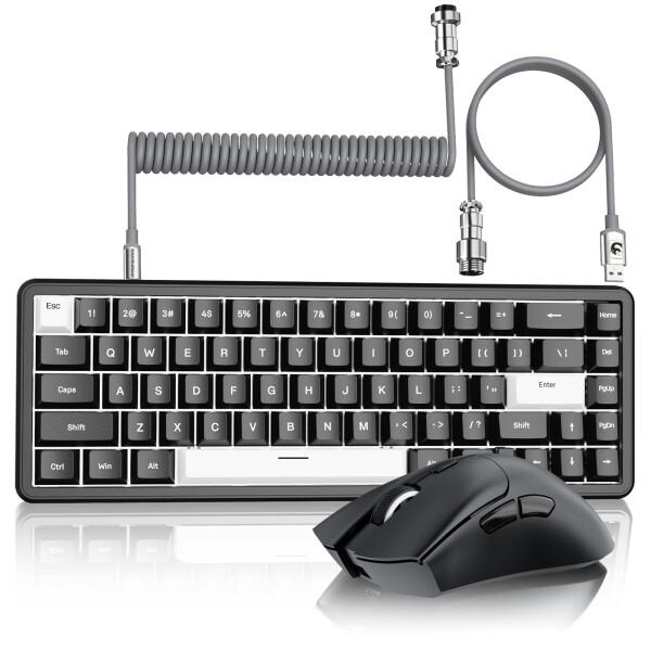 ATTACK SHARK X65HE+R1 ゲーミングキーボードマウスセット 65% 磁気軸ラピッド...