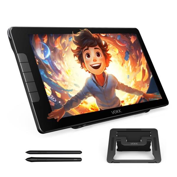 VEIKK Studio 16 液タブ 15.6インチ 液晶タブレット 16K筆圧 充電不要ペン 液...