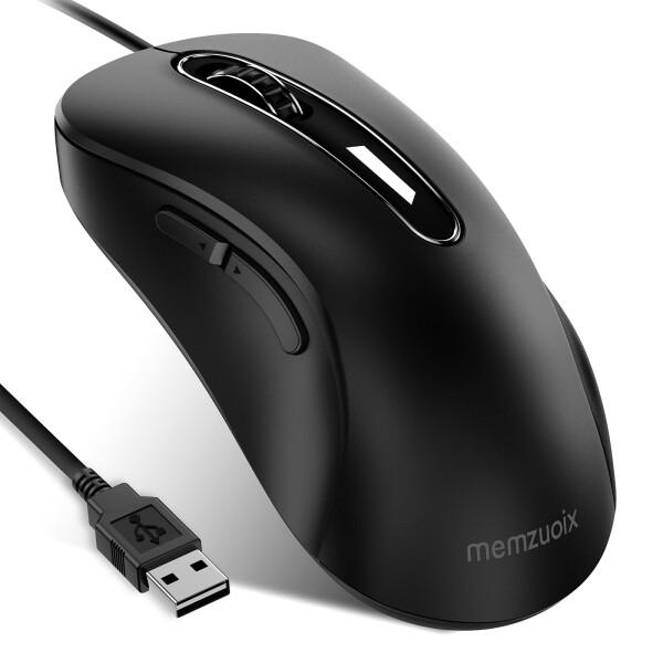 Memzuoix 有線マウス USB 1400DPI 光学式 5 ボタン 人間工学設計 1.5m ケ...