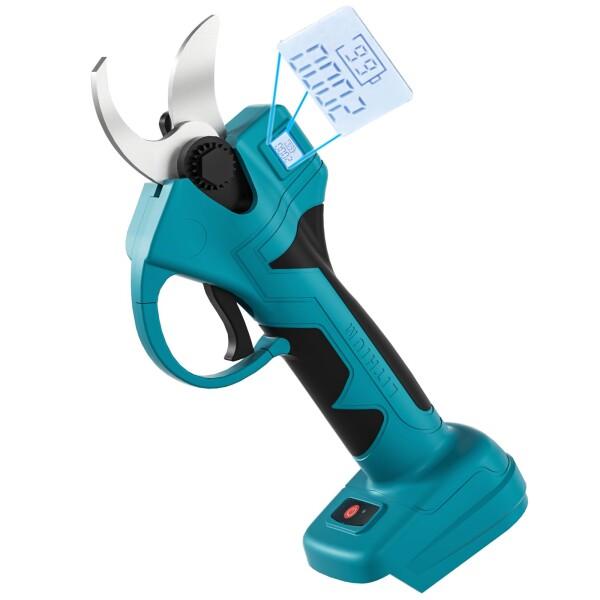 電動剪定バサミ 剪定バサミ 切断径30mmの電動バサミ 2段階開き角度調節可 切断回数と残量表示デ