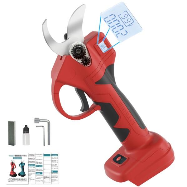 電動剪定バサミ 剪定バサミ 切断径30mmの電動バサミ 2段階開き角度調節可 切断回数と残量表示デ