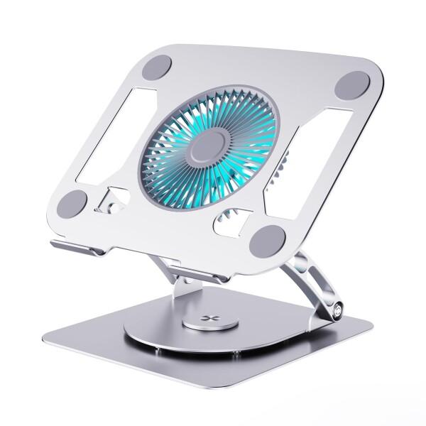 ノートパソコン冷却スタンド 360°回転 大風量冷却ファン搭載 SHUWEI 折りたたみ式 角度・高...