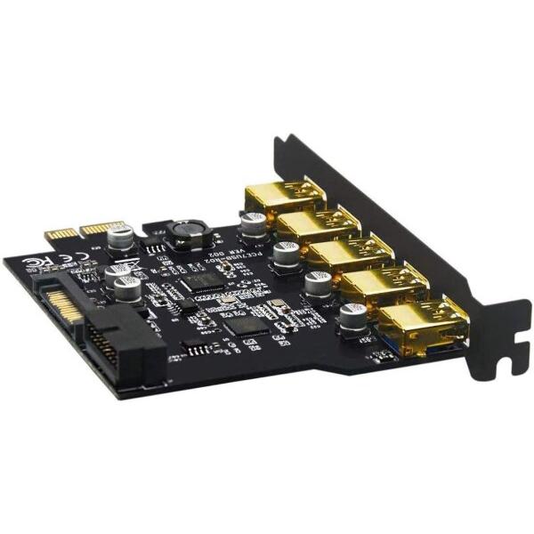 YABOANG PCIe USB3.2 Gen1 拡張カード 5ポート（フロントベイ2ポート内蔵）｜...