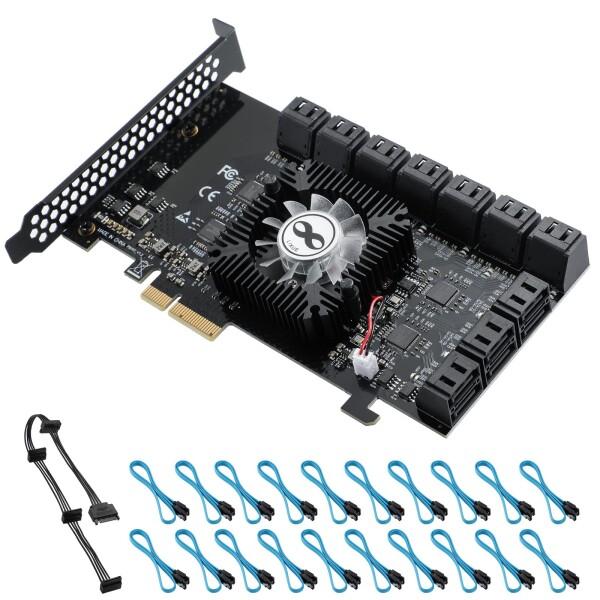 PCIE 4X SATA 20ポートカード、Windows XP/Server 2003/Vista...