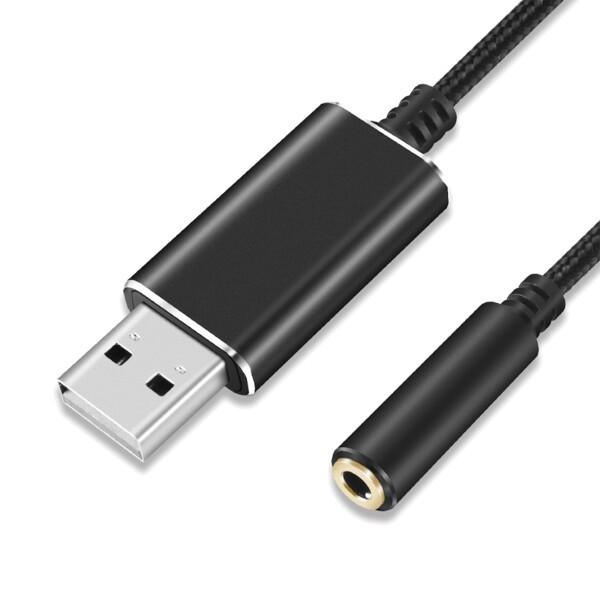 USB オーディオ 変換ケーブル USB外付けサウンドカード USB2.0 オス to 3.5mm ...