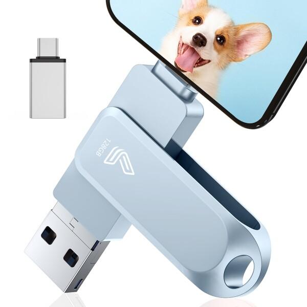 Phone対応 USBメモリ 128GB USB3.0 高速 データ バックアップ type-c u...