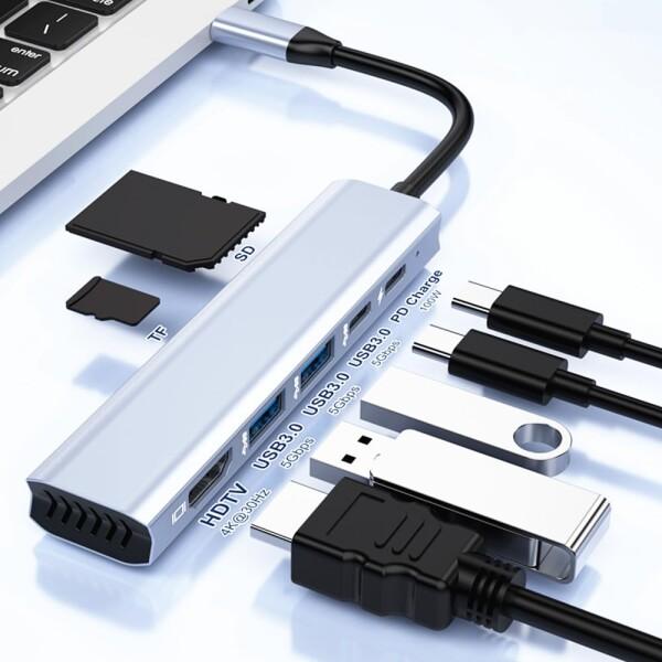 H.May USB Cドッキングステーション,Type-C Hub 7 IN 1 マルチドッキングス...
