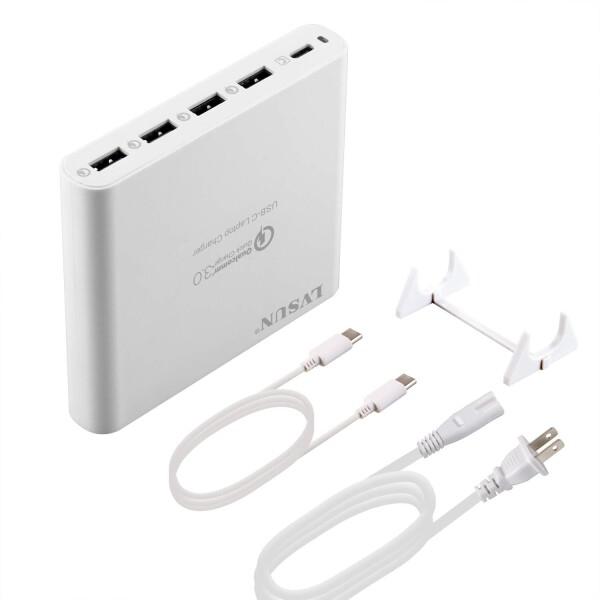 LVSUN Type C USB充電器 80W 5ポート USB-C PD2.0/QC3.0 Typ...