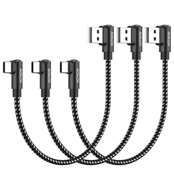 短い 0.15m USB C ケーブル 直角、HOTNOW (3 本 15cm) ポータブル USB...