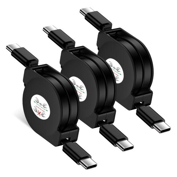 Viviber USB C-USB C 急速充電ケーブル巻取り式 3本/伸縮自由/PD60W対応 i...