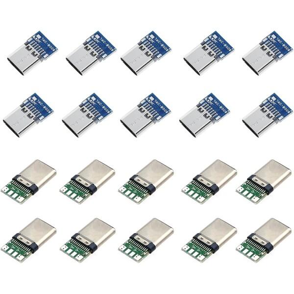 PENGLIN 20個 USB 3.1 Type Cオスメスプラグソケットコネクタ PCBボード付き...