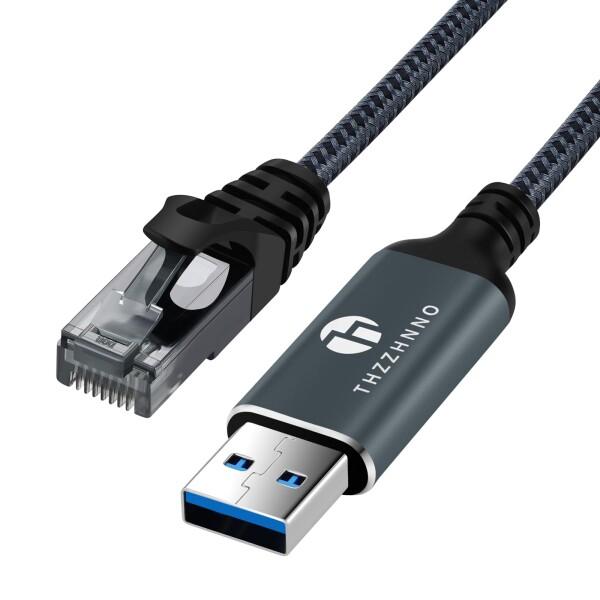 Thzzhnno USBトランスイーサネットアダプタ 1M、USB 3.0 AトランスRJ 45オス...