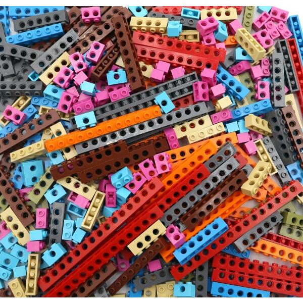 500gテクニカルパーツミックスビームビルディングブロックセット、1x2〜1x13穴あきビーム、ラン