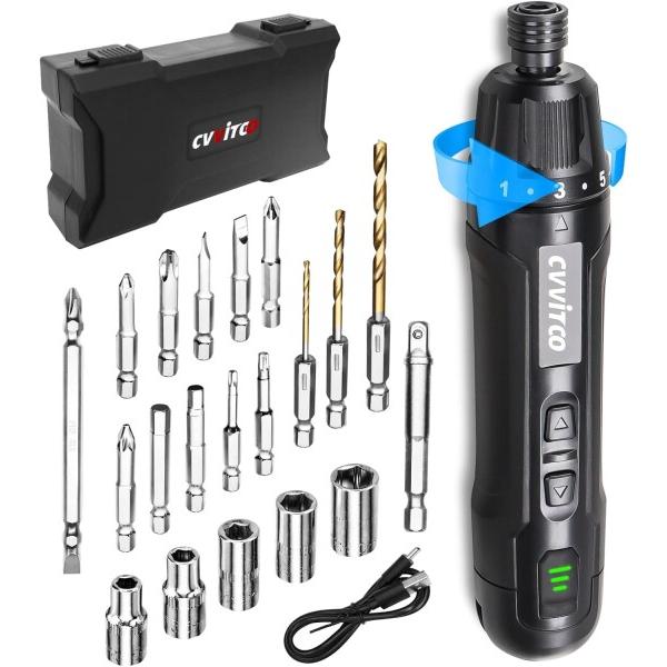 CVVITOO 電動ドライバー 3.6V コードレス ドライバーキット 電動トルク 6N.m 手動 ...
