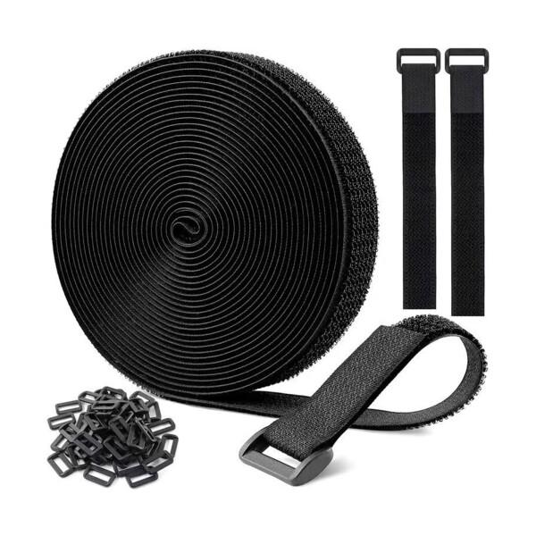 TRkin マジック結束バンド 6m 幅2cm+バックル 30個付き 自由カット 固定ベルト 配線整...