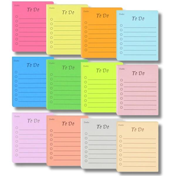 (12色504枚) ふせん 付箋 ToDoリスト 罫線入り メモ帳 アソートカラー 粘着メモ デイリ...
