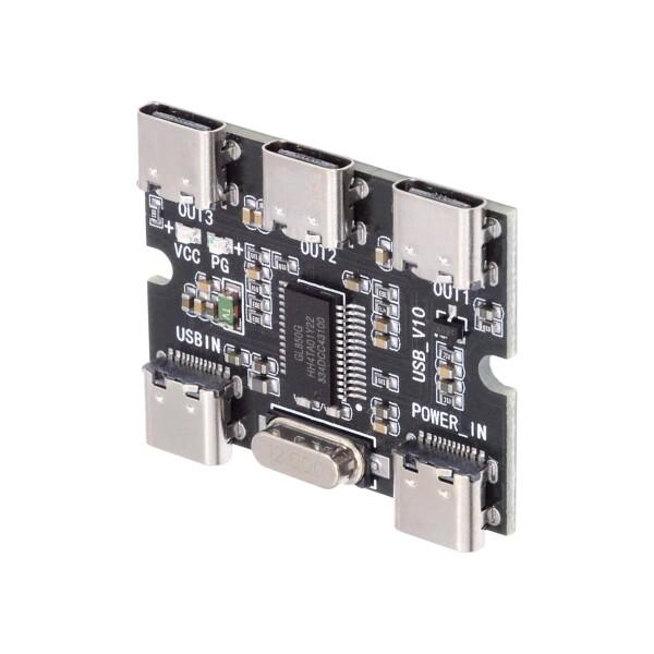 CY USB-C 2.0 1-to-3 3ポート HUB PCBA PC 3デバイス Type-C ...