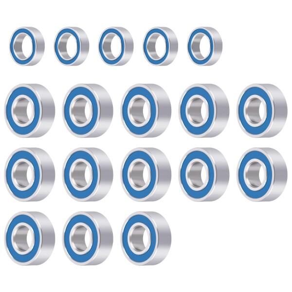 TRZX 18個 ボール ベアリング セット ブルー ラバー シール アップグレード部品 1/10 ...