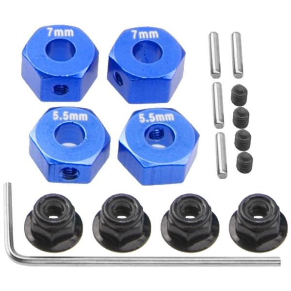アルミニウム12mm六角ホイールハブ六角アダプター &amp;フランジロックナット、Traxxas 2 WD...