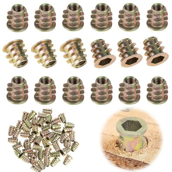 インサートナット 埋め込みナット 六角ソケット 50個セット M4x10mm 亜鉛合金製 高硬度 六...