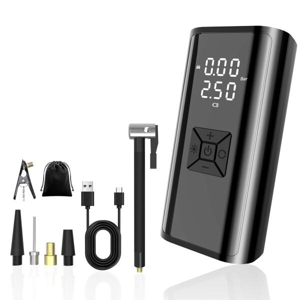 電動空気入れ 車 自転車 エアーポンプ 充電式 6000mAh コードレス 最大圧力150PSI バ...