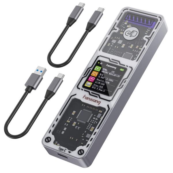 fanxiang M.2 SSD 外付けケース  10Gbps高速データ転送 スマートディスプレイ ...