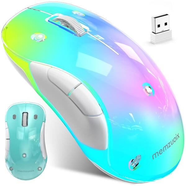 memzuoix 2.4G 無線マウス RGB LED 着脱式カバー付き 充電式 人体工学 1400...