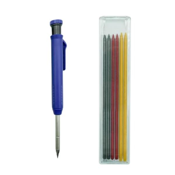 深穴木工用鉛筆 2.8mm 深穴マーカー シャープペンシル 建築用シャープペンシル リフィル6本付き