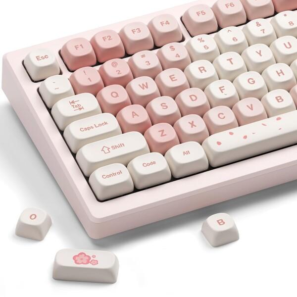 ピンク キーキャップ -XVX サクラ PBT 可愛いキーキャップ、MOA プロファイル 60%/6...
