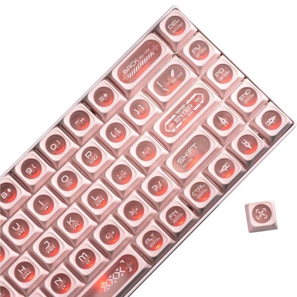 XVX ピンク透光キーキャップ ? 136 鍵 透過型ピンク「猫目」デザイン、チェリー MAX プロ...