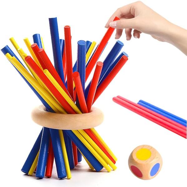 カラフル木製バランスゲーム スティッキー バランスブロック 立体パズル 集中力トレーニング